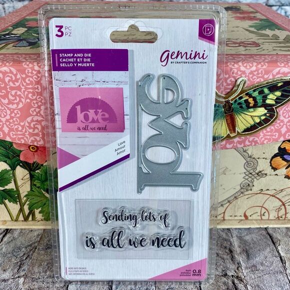 Gemini Crafters Companion Love Stamp Die Set 3.25 by 1.7 Card Making Scrapbooks - Picture 1 of 4